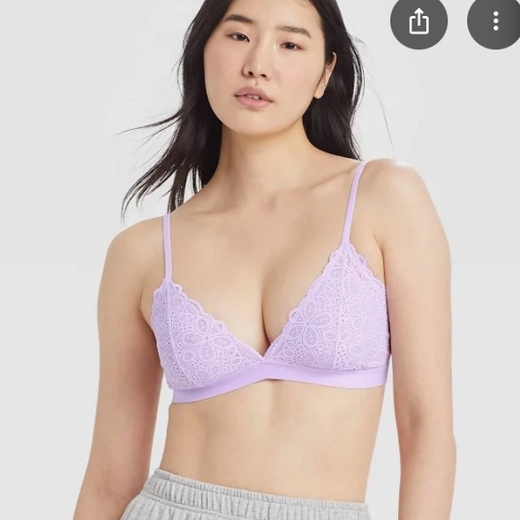 Colsie Lace Triangle Bralette Light Purple Size Medium - Picture 1 of 8